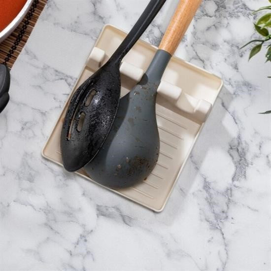 GENEL® Tencere Kapak Tutuculu Kaşıklıklı Tencere Kapak Standı Pratik Kaşık Kepçe Altlık Düzenleyici