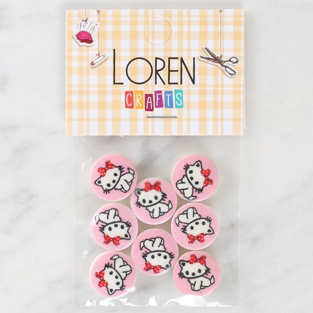 Loren Crafts 8'li Kedi Düğme - 1027 - UcuzaGeliyor
