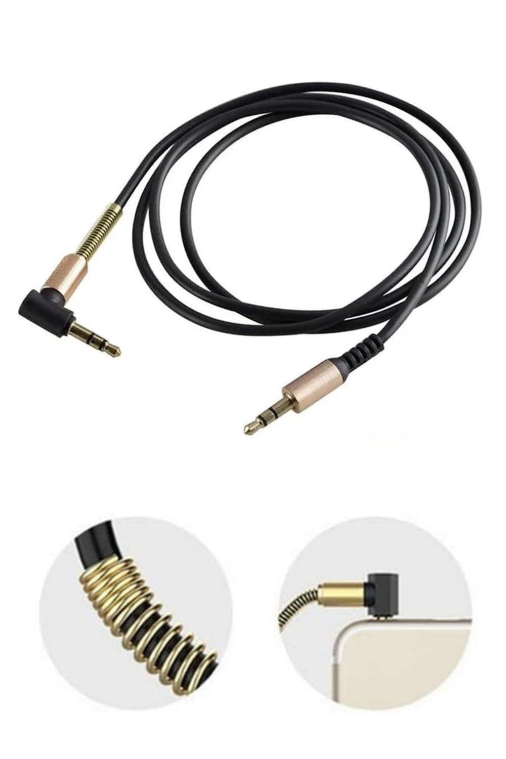 BUFFER®  3.5mm AUX Kablosu Jak Erkek Erkek L Tipi 1 Metre Ses Aktarım Kablosu