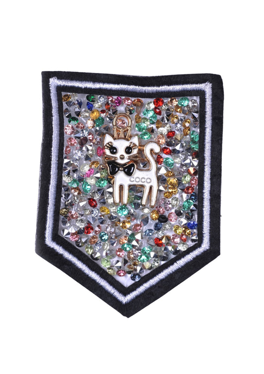 Aplike Ütü İle Yapışan Taşlı Kedi Arma 5 cm - UcuzaGeliyor