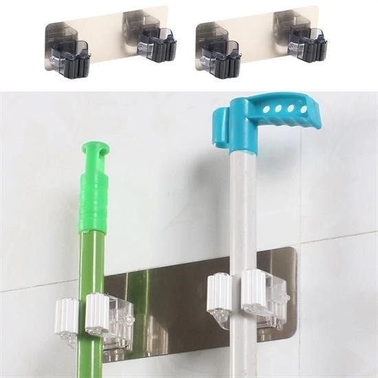 GENEL® Pratik Organizer 4lü Yapışkanlı Fırça Paspas Mop Fırça Sabitleyici Ergonomik Alet Aparatı