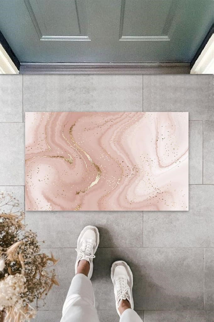 Dijital Modern Dalgalı Pudra Kapı Paspası Dış Mekan Paspas K-3116