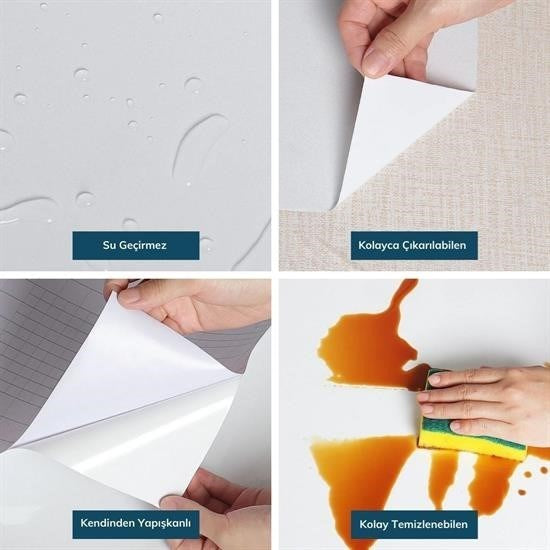 GENEL® Mermer Desenli Masa Tezgah Mutfak Su Geçirmez Yapışkanlı Folyo Sticker Siyah 5x0,6m