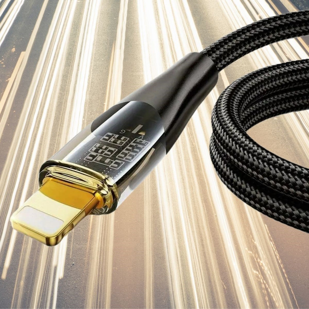 GENEL® Led Işık Uçlu Sağlam İp Kablolu USB to Lightning Hızlı Şarj Kablosu