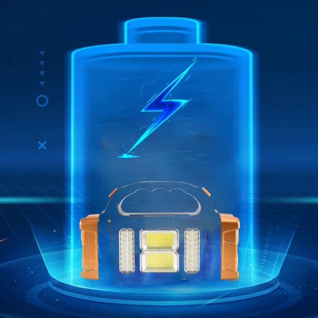 BUFFER® Solar ve USB Şarjlı LED + COB El Feneri | 1500 mAh Şarjlı Taşınabilir Çalışma Işığı-Su Geçirmez HB-2678