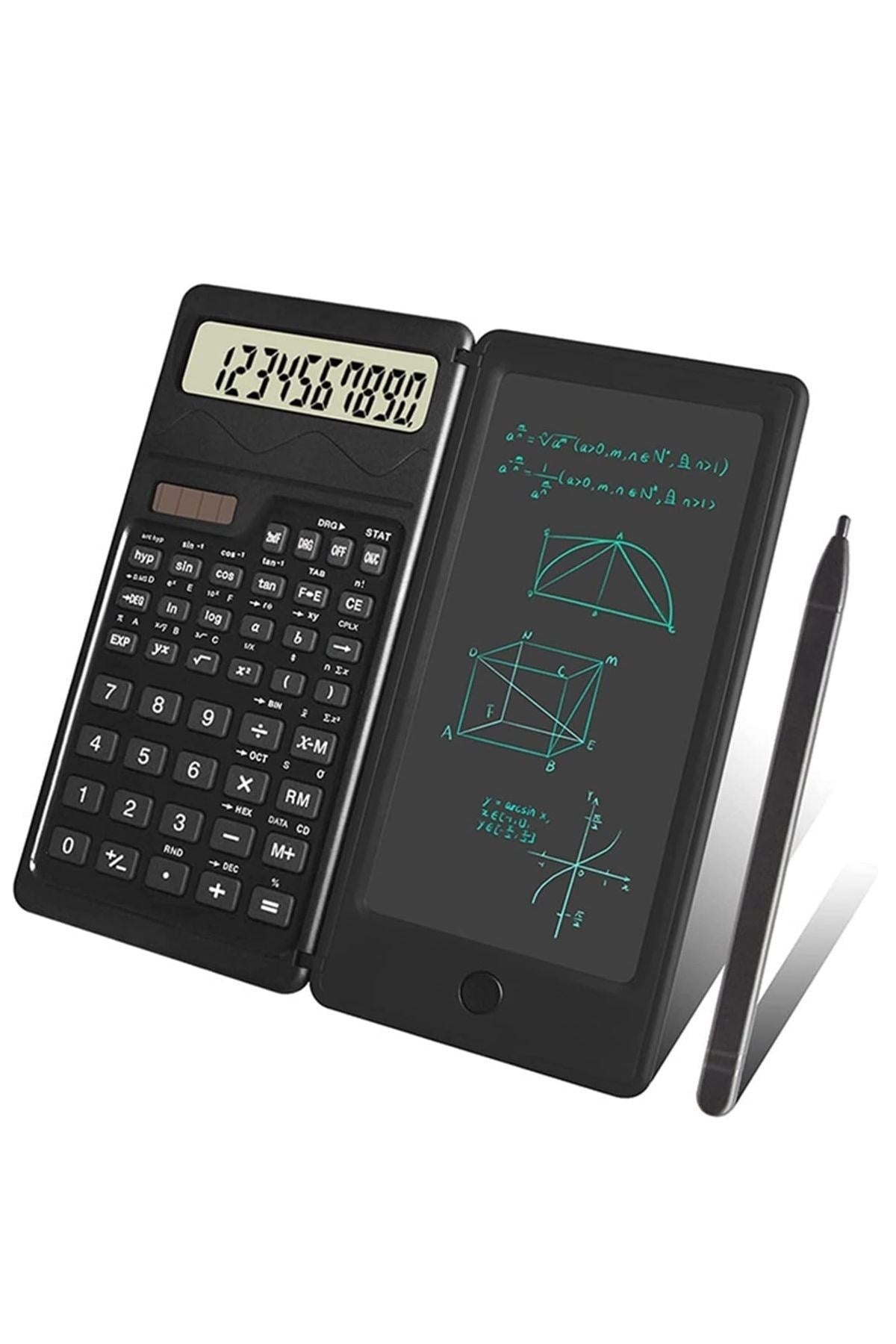 BUFFER® Silinebilir LCD Yazı Tabletli,Kalemli Katlanabilir Bilimsel Hesap Makinesi