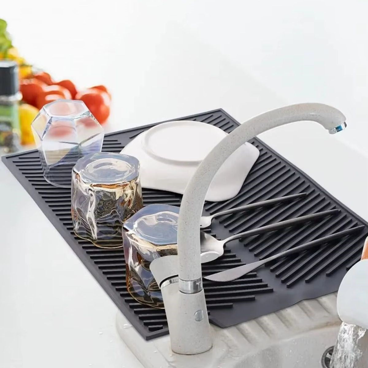 GENEL® Büyük Bulaşık Kurutma Matı,Silikon Bulaşık Kurutma Matı Çok Amaçlı Tezgah Üstü Mat