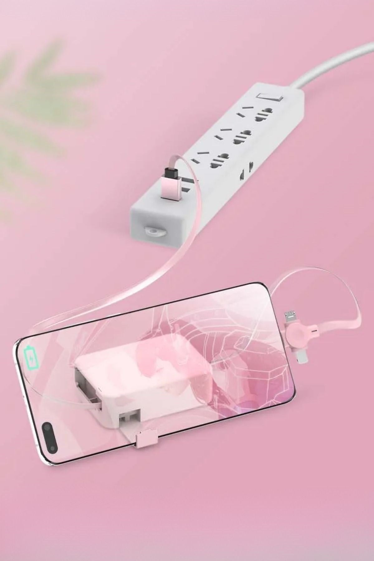 BUFFER® Cep Tipi Telefon Tutuculu Makaralı Uzayıp Kısalabilen 3'ü 1 Arada USB Şarj Kablosu