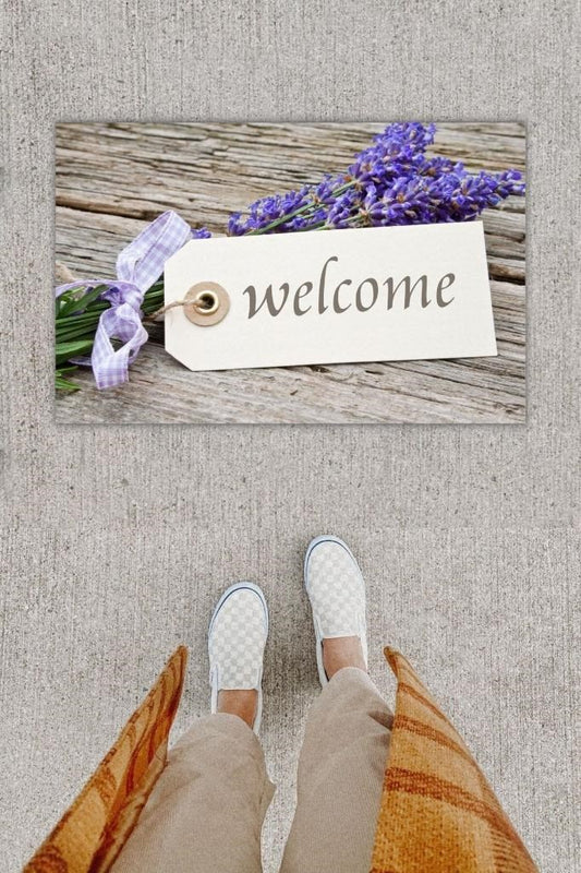 Dijital Baskı Dekoratif Welcome Bej Kapı Önü Paspası K-1252 - UcuzaGeliyor