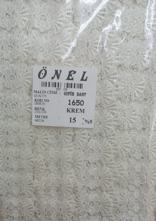 Dantel Polyester Güpür Bant Krem 15 Metre En 6 cm ON-1650-KR - UcuzaGeliyor