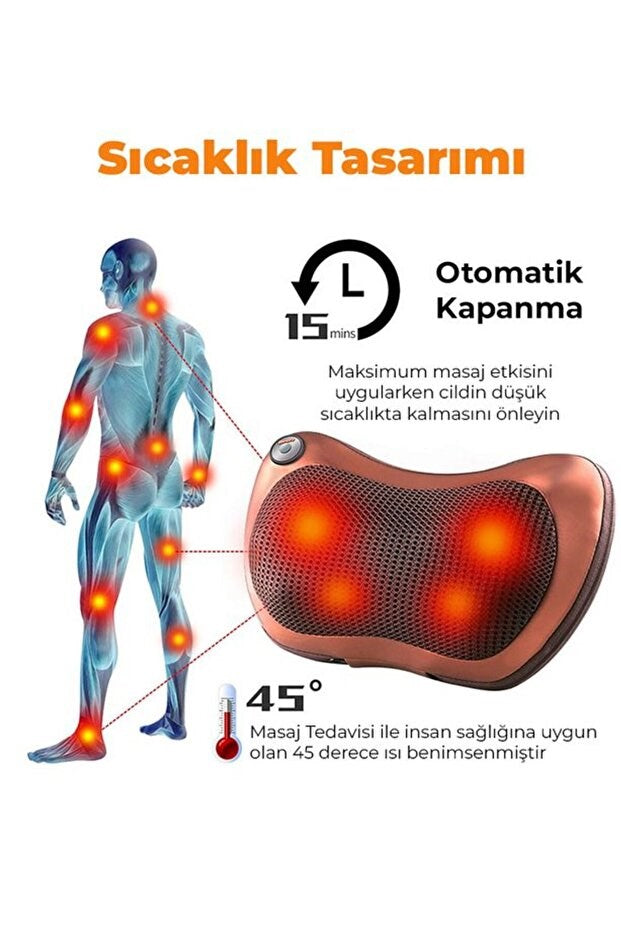 sonx Boyun Yoğurmalı Ve Isıtmalı Çok Fonksiyonlu Masaj Yastığı-8 Toplu Sırt, Bel, Bacak Masaj Aleti