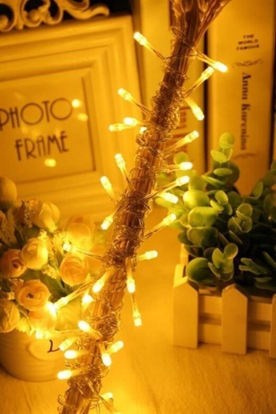 BUFFER® 10 Metre 100 Ledli 8 Fonksiyonlu Dekoratif Lambader Sarı Lamba