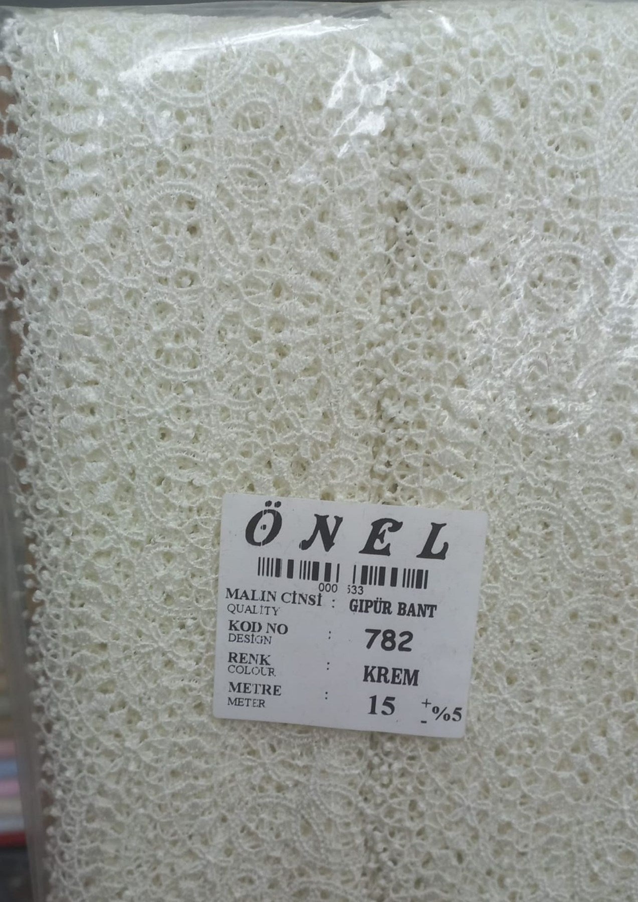 Dantel Polyester Güpür Bant Krem 15 Metre En 6 cm ON-782-KR - UcuzaGeliyor