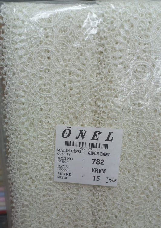 Dantel Polyester Güpür Bant Krem 15 Metre En 6 cm ON-782-KR - UcuzaGeliyor