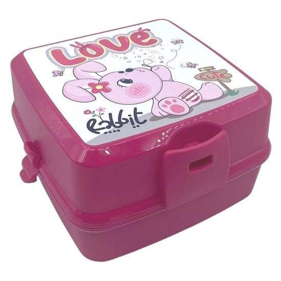 GENEL® Kendiliğinden Kaşık Çatallı Beslenme Kutusu 4 Bölmeli Çocuk Beslenme Kabı Saklama Kutusu