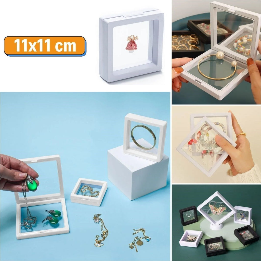 GENEL® 11x11cm Standlı 3D Takı Ziynet Hatıra Koleksiyon Saklama Kutusu Şeffaf Film Çerçevesi