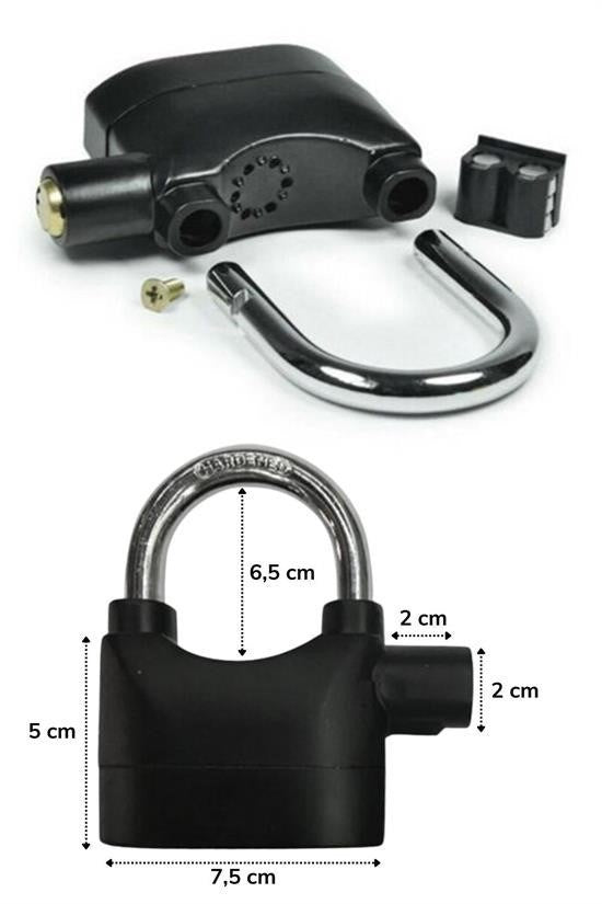 GENEL® Desibel Siyah Alarmlı Çok Fonksiyonlu Ekstra Güvenlikli Kare Asma Dolap Kilidi - UcuzaGeliyor