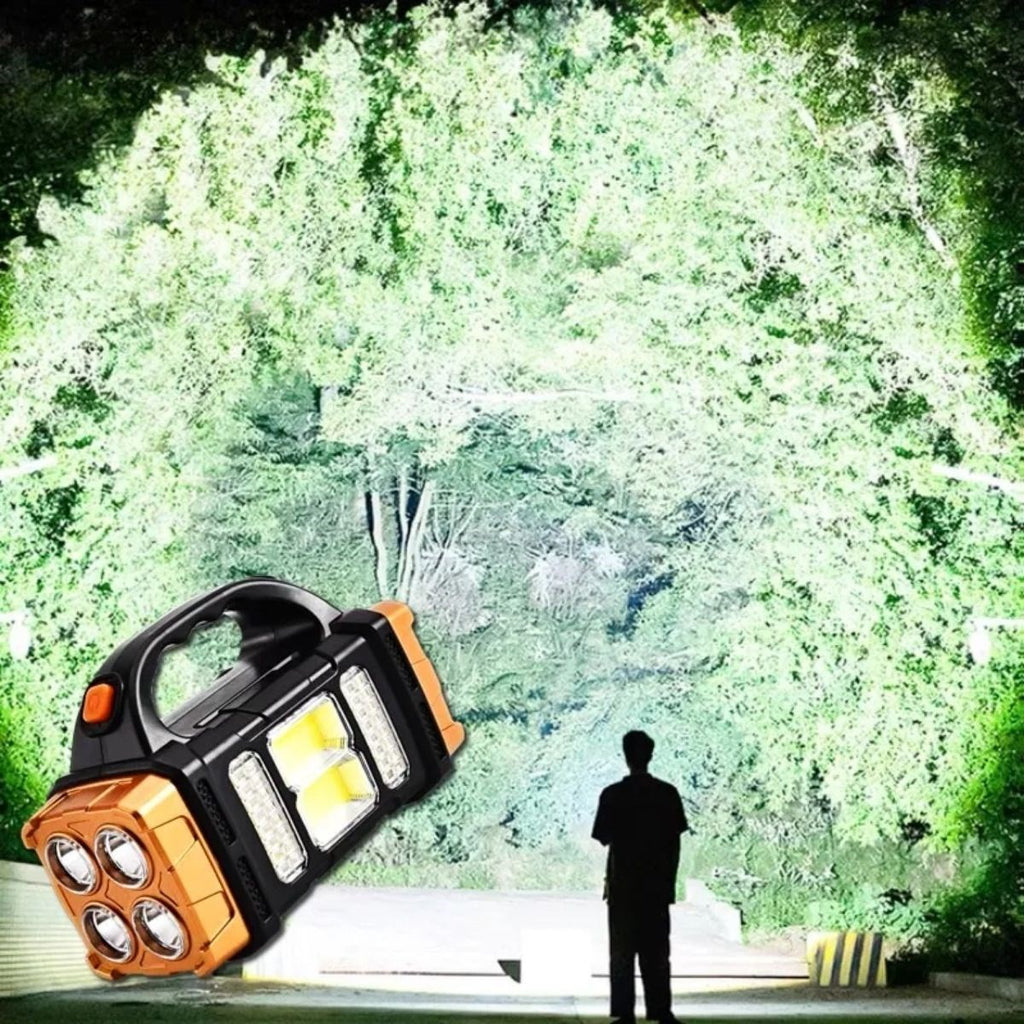 BUFFER® Solar ve USB Şarjlı LED + COB El Feneri | 1500 mAh Şarjlı Taşınabilir Çalışma Işığı-Su Geçirmez HB-2678