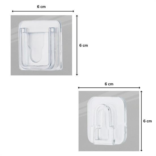 BUFFER® Eşya Sabitleme Askısı 10 Çift Şeffaf Çift Taraflı Yapışkanlı Geçmeli Klips