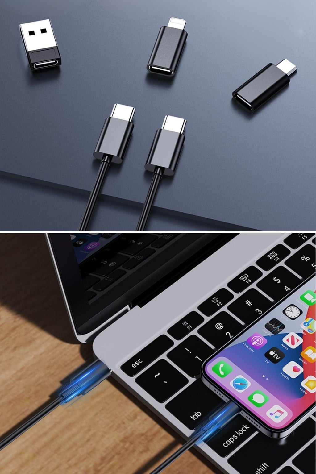 BUFFER® Cep Tipi 60W Bas Aç Type-C,İphone Şarj,Micro USB Hızlı Şarj Data Kablo Seti