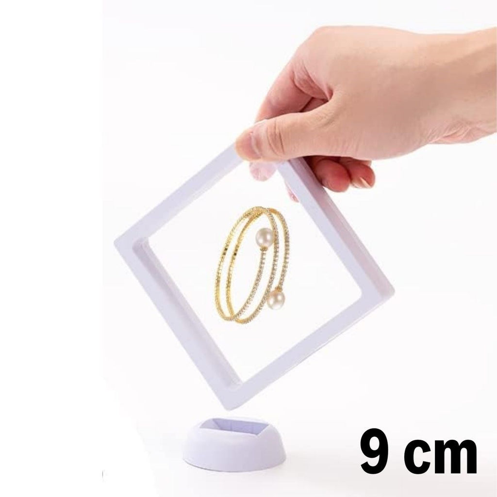 GENEL® 9x9 cm Standlı 3D Takı Ziynet Hatıra Koleksiyon Saklama Kutusu Şeffaf Film Çerçevesi