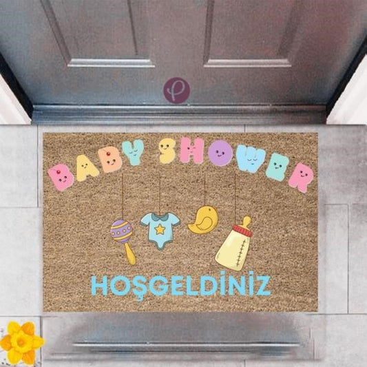 Kapı Önü Paspası Dekoratif Dijital Baskı Baby Shower P-2487 - UcuzaGeliyor