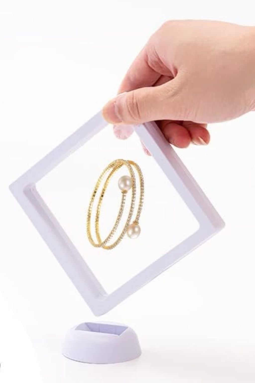 GENEL® 9x9 cm Standlı 3D Takı Ziynet Hatıra Koleksiyon Saklama Kutusu Şeffaf Film Çerçevesi