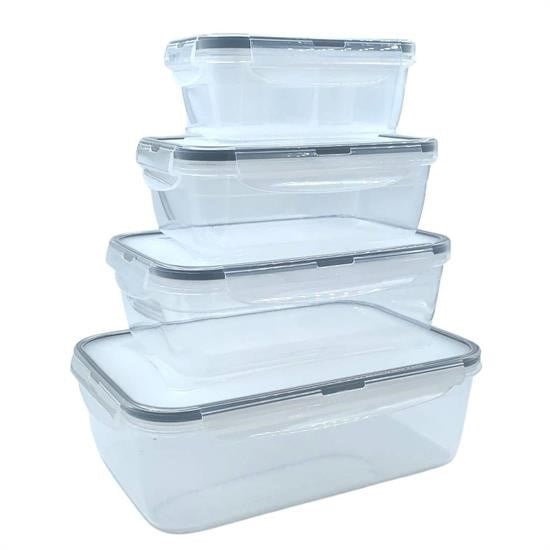 GENEL® 4lü İç İçe Sızdırmaz Contalı Kilitli Kapaklı Plastik Erzak Saklama Kapları LC315
