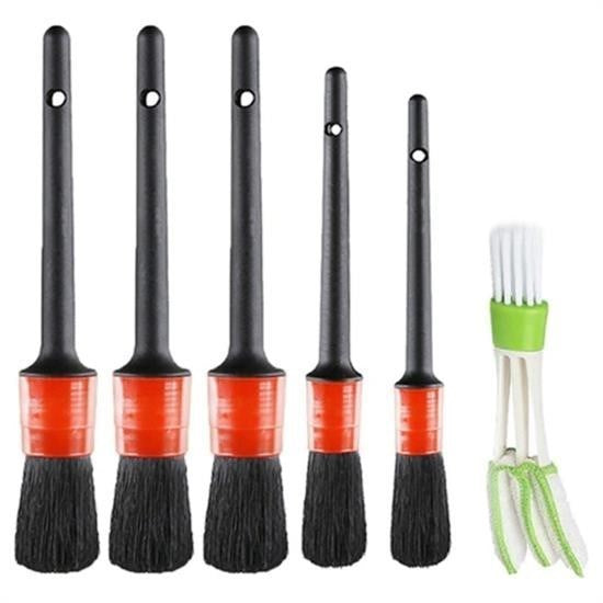 BUFFER® Yumuşak Kıllı İç Ve Dış Temizlik İçin 5+1 Detaylı Araç Oto Temizlik Bakım Fırça Seti - UcuzaGeliyor