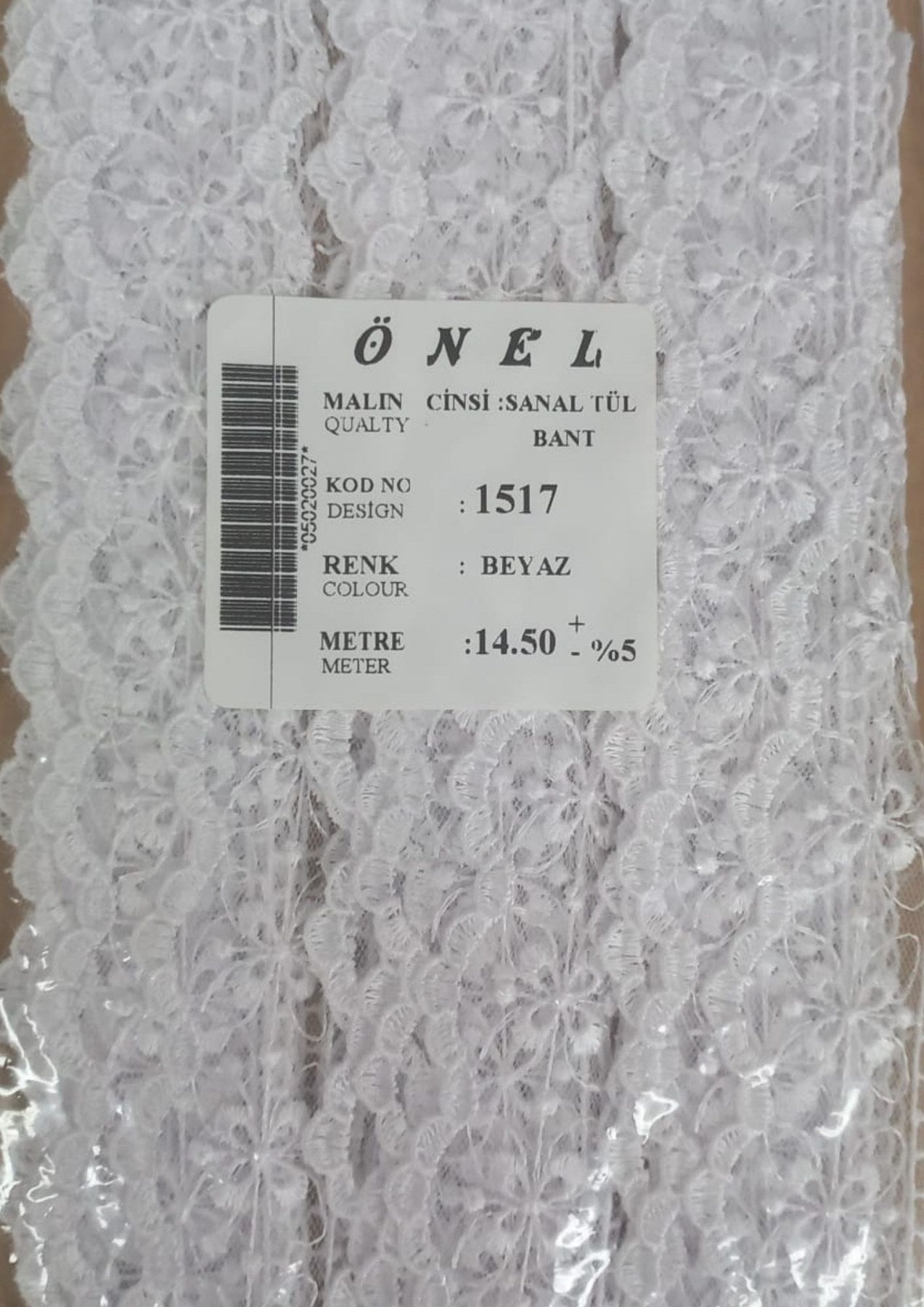 Dantel Polyester Sanal Tül Bant Beyaz 14,50 Metre En 6 cm ON-1517-B - UcuzaGeliyor