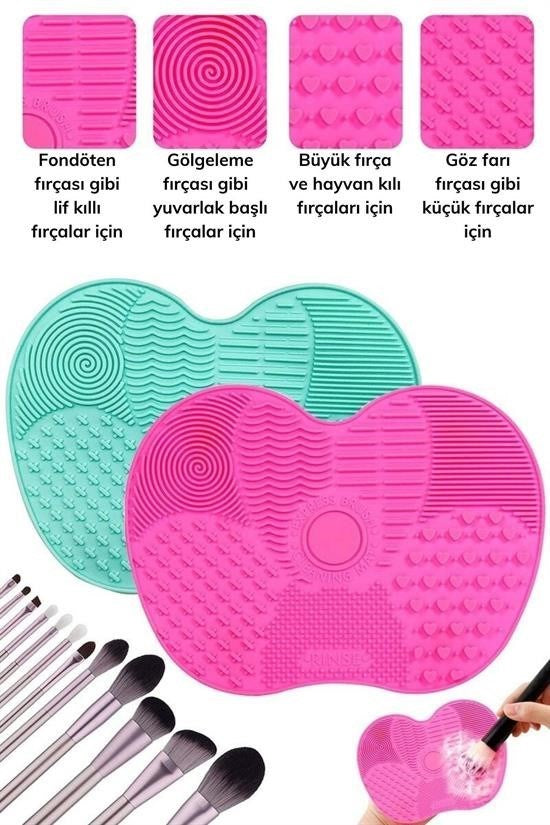 GENEL® Pratik Kolay Makyaj Fırçası Temizleme Matı Aparatı Aleti Küçük - UcuzaGeliyor