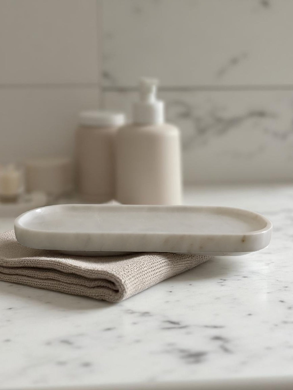 Mermer Banyo Düzenleyici Tepsi