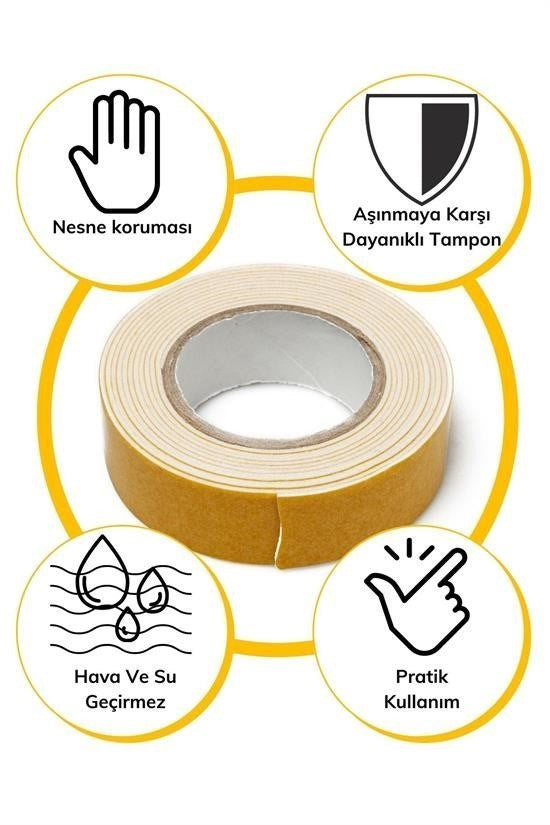 GENEL® Çok Amaçlı Tüm Yüzeylerde Kullanıma Uygun Beyaz Çift Taraflı Köpük Sünger Montaj Bant