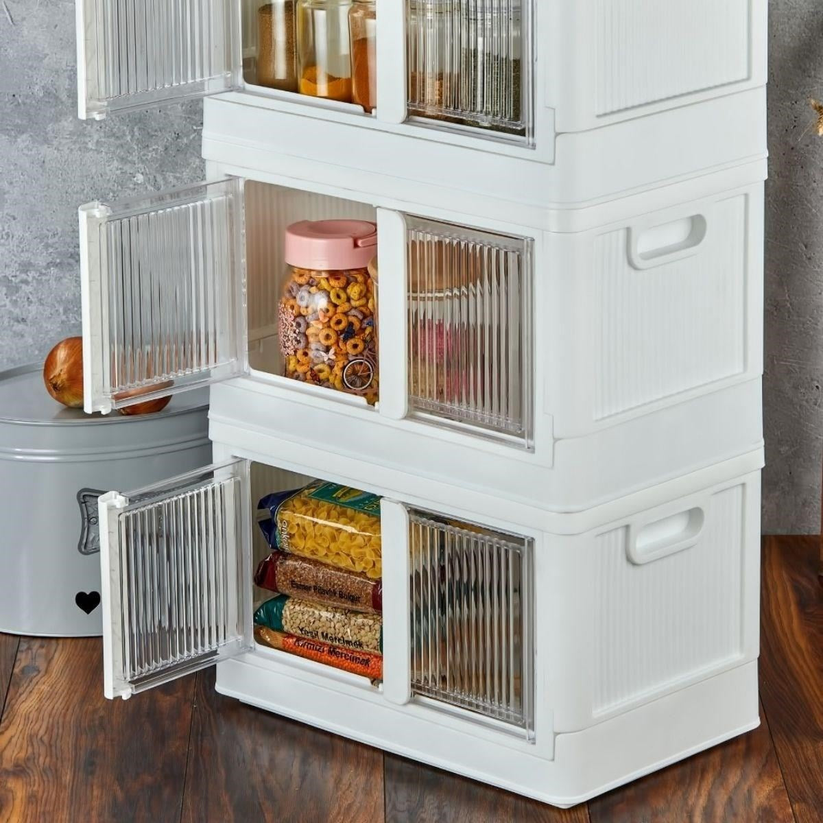 GENEL® Tek Katlı (1 Ünite) Üst Üste Eklenebilir Demonte Mutfak ve Banyo Düzenleyici Raf-Beyaz