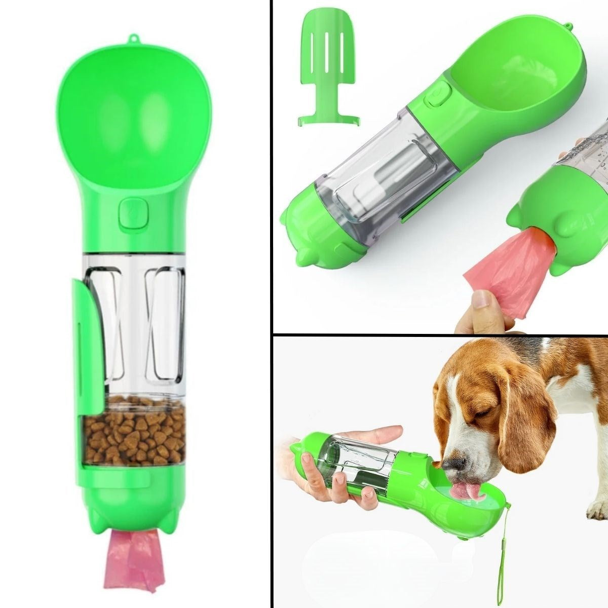 BUFFER® Taşınabilir Hazneli Mama Kaplı ,Kaka Poşetli Kedi,Köpek Suluğu-300ml - UcuzaGeliyor