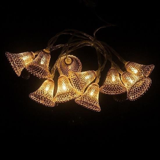 BUFFER® Parti ve Özel Gün Dekorasyonu Çan Şeklinde Metal Şerit Led Işık - UcuzaGeliyor