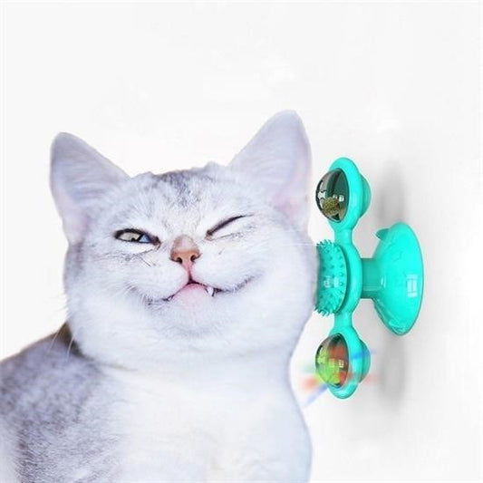 BUFFER® Pet Malzemeleri Vantuzlu Fırıldak Toplu Dönen Şeffaf Depo Tasarım İnteraktif Kedi Oyuncağı - UcuzaGeliyor