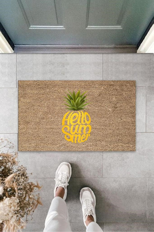 Kahverengi Kapı Önü Paspası Hello Summer Ananas Desen  K-3263 - UcuzaGeliyor