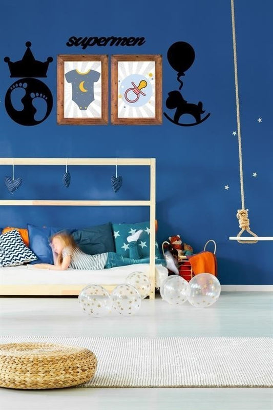 BUFFER® DECO103 Supermen Dekoratif Duvar Süsü Tablo Aksesuar Ahşap Tasarım Hediye Pano Sticker Seti - UcuzaGeliyor
