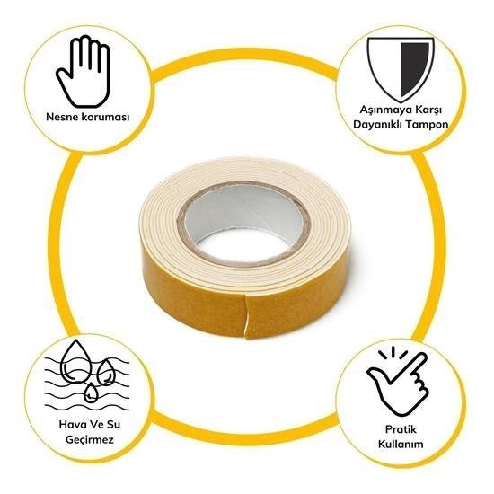 GENEL® Çok Amaçlı Tüm Yüzeylerde Kullanıma Uygun Beyaz Çift Taraflı Köpük Sünger Montaj Bant