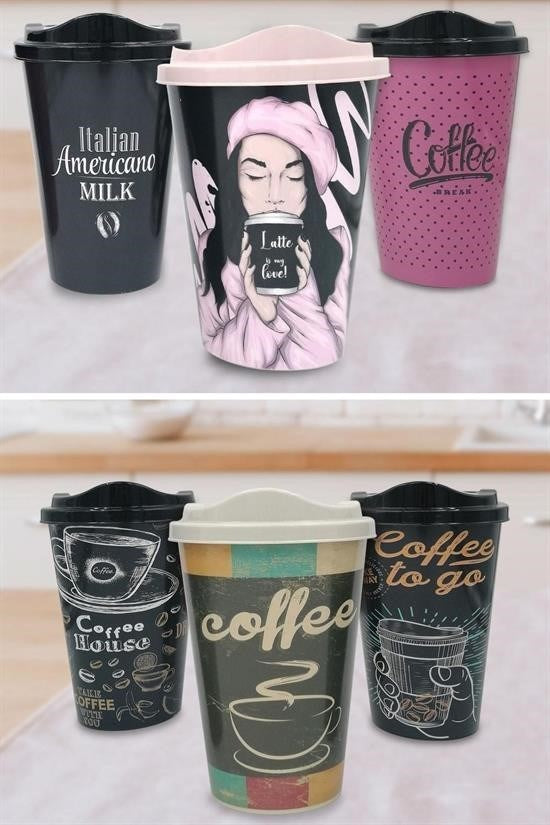 GENEL® 3 Adet Kahve Bardağı Seti Dekoratif Plastik Kahve Muhafaza Bardağı