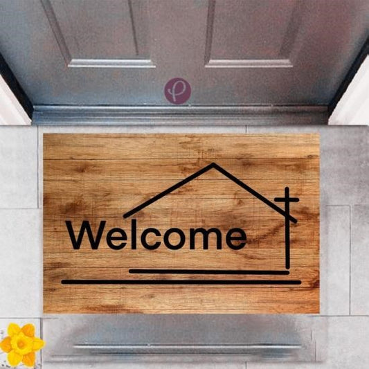 Kapı Önü Paspası Dekoratif Dijital Baskı Welcome P-2339 - UcuzaGeliyor