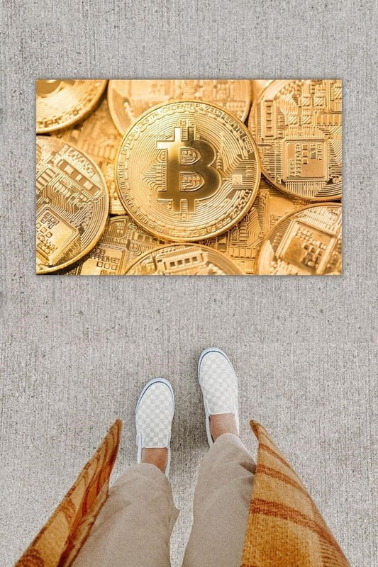 Dijital Baskı Dekoratif Bitcoin Gold Kapı Önü Paspası K-1278 - UcuzaGeliyor