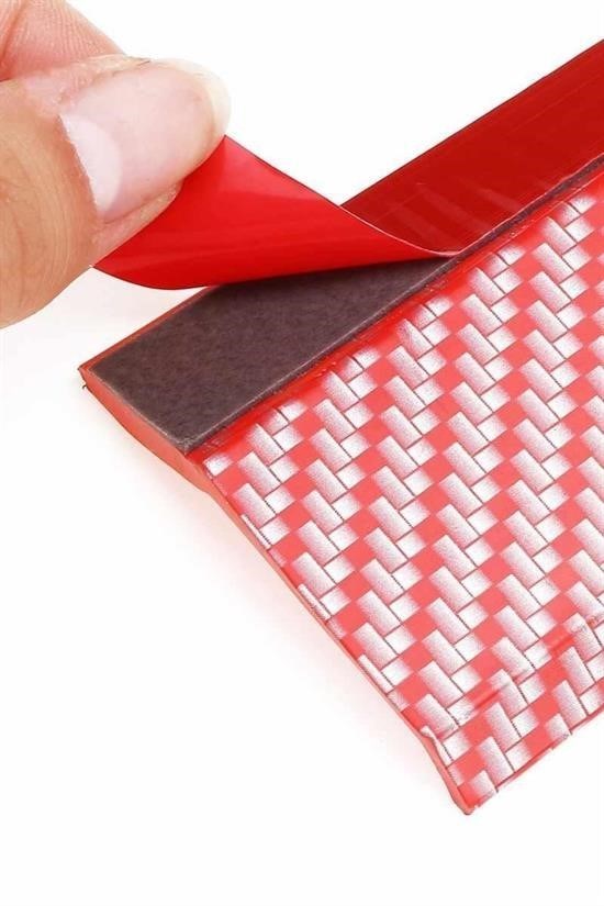 BUFFER® Kırmızı Renkli 2,5 Metre Araba Oto Ön Tampon Koruyucu Kauçuk Pratik Tampon Şerit Bant Döşeme