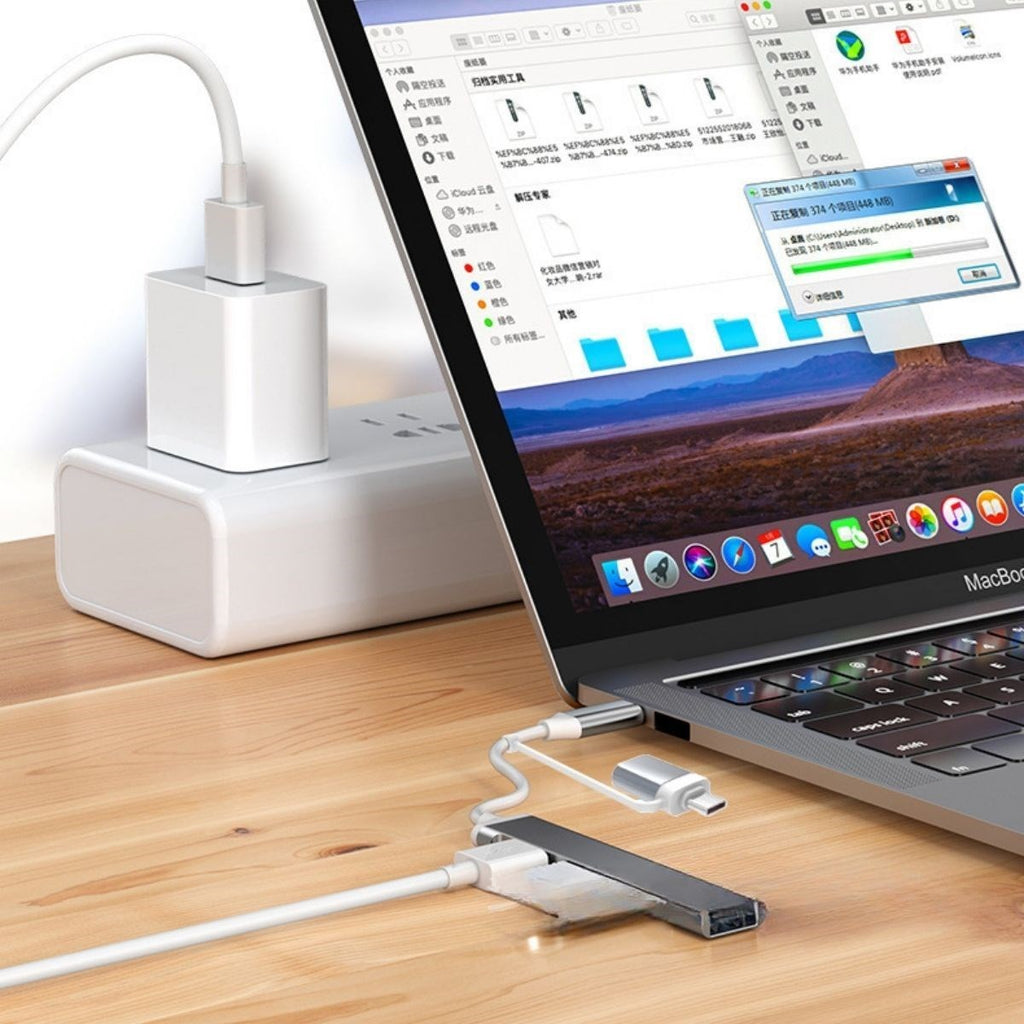 BUFFER® 4 Port'lu Bağlantı İstasyonu Ultra İnce USB Bölücü TYPE-C tipi Çoklu Arayüz Adaptörü Multi Usb Çoklayıcı