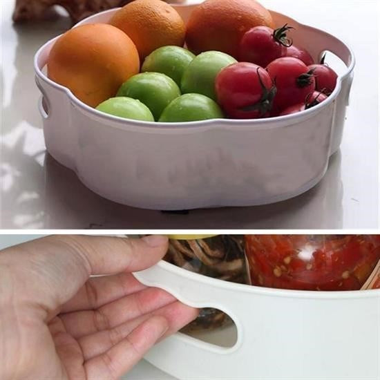 GENEL® 360 Derece Dönebilen Mekanizmalı Yuvarlak Tepsi Formlu Sunum ve Servis Organizer Tablası