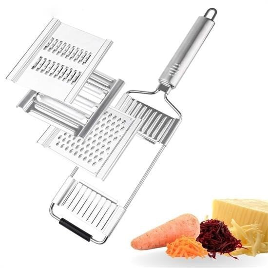 GENEL® Ayarlanabilir 3 Farklı Başlıklı Tutmalı Sebze Dilimleyici Peynir Rendeleyici Aparat