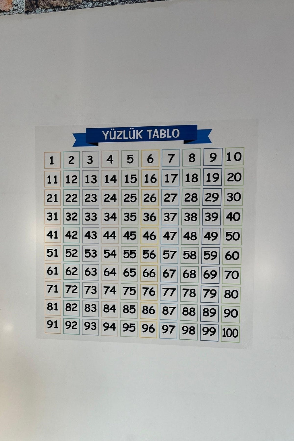 BUFFER® Matematik Öğreten Yüzlük Tablo Duvarda İz Bırakmaz Akıllı Kağıt Yapışkansız Statik  60x60 cm