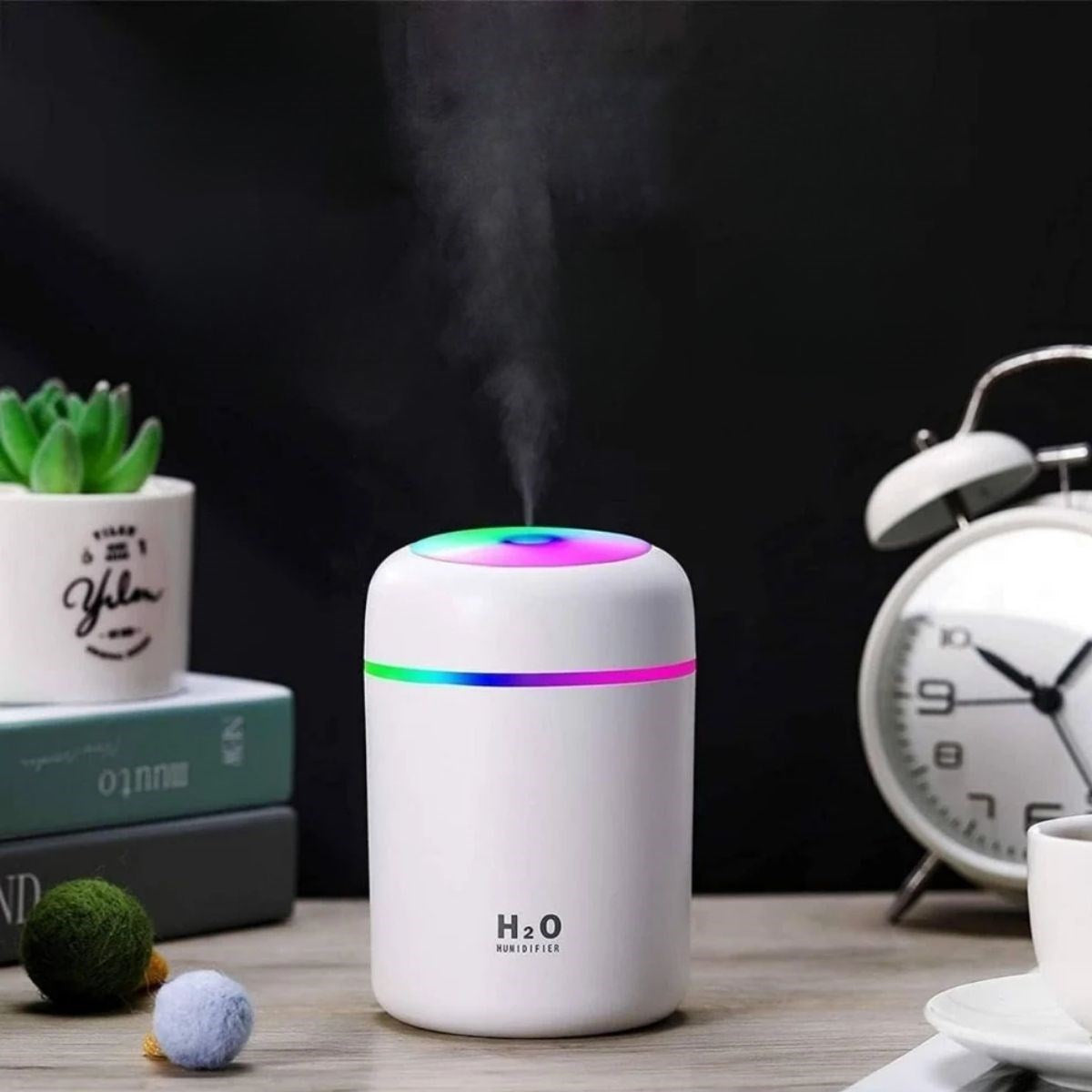 BUFFER® Usb Rengarenk Işıklı 300 ml Ulrasonik Hava Nemlendirici Buhar Makinesi Ve Hava Aroma Difüzörü