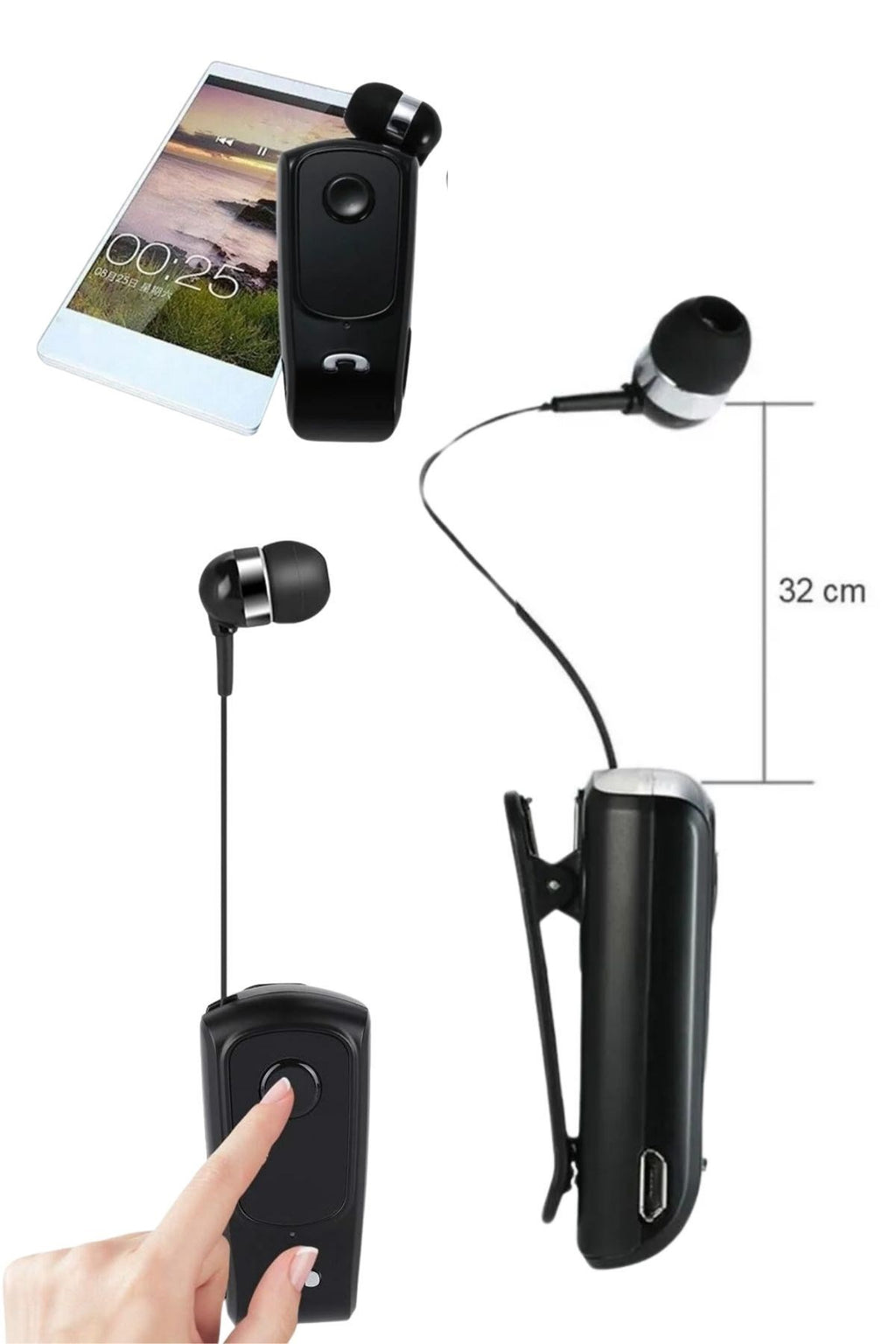 GENEL® Telefon Bağlantılı Makaralı Kulaklıklı Bluetooth Kulaklık